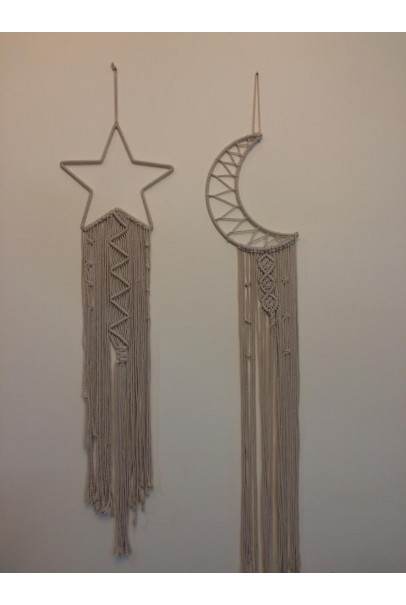 Handmade Macrame Star and Moon Combo